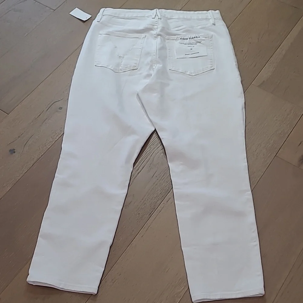 NWT Good American Jeans Women's sz 16 GC046T White Good Classic Ankle High Rise